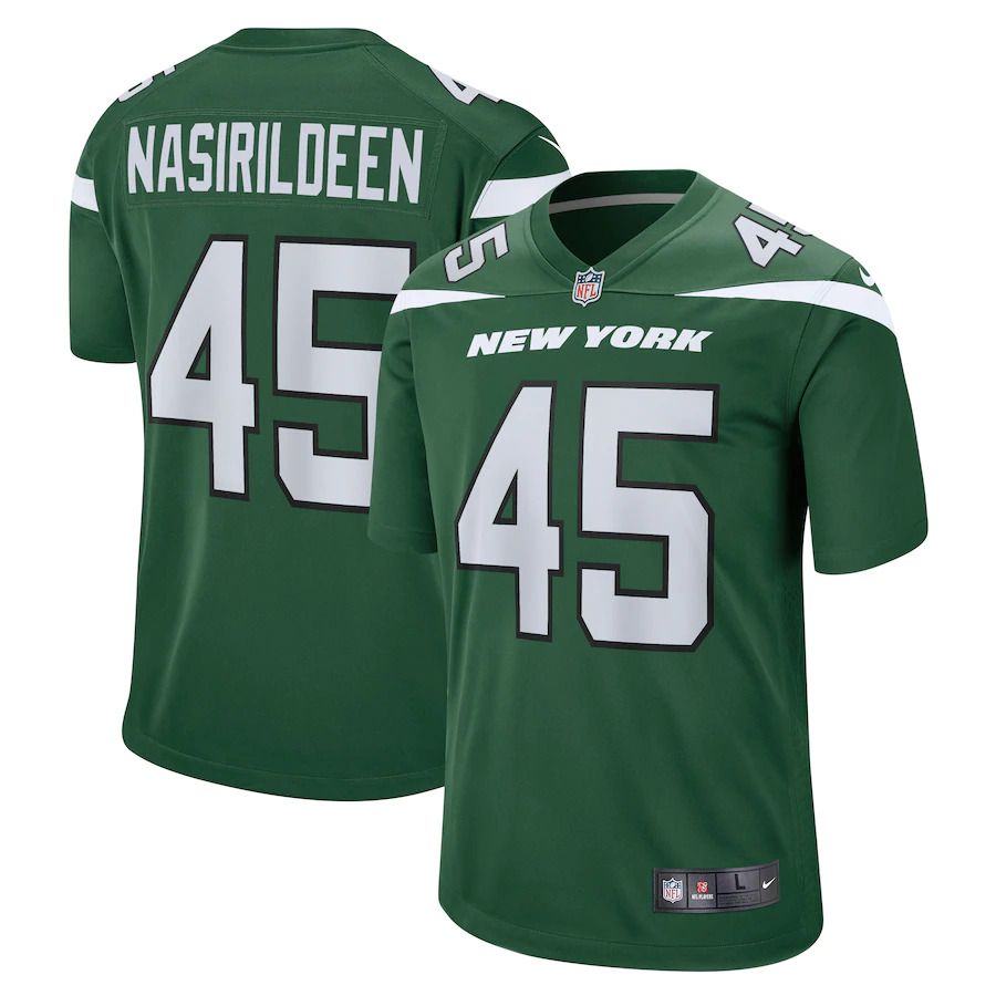 Men New York Jets 45 Hamsah Nasirildeen Nike Gotham Green Game NFL Jersey